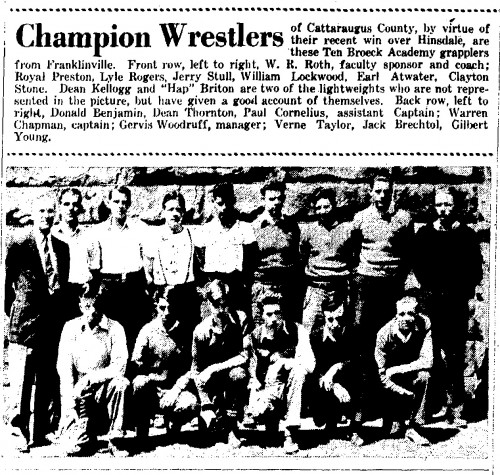 1940-1941 Franklinville Panthers Wrestling Team