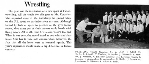 1961-1962 Fallon Flyers Wrestling Team