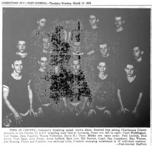 1957-1958 Falconer Golden Falcons Wrestling