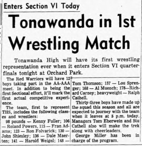 Tonawanda in 1st Wrestling Match