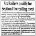 Six Raiders qualify for Section VI wrestling meet