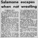 Salamone escapes when not wrestling
