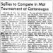 Sallies to Compete in Mat Tournament at Cattaraugus