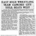 East High Wrestling Team Clinches City Title; Beats West