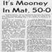 It's Mooney In Mat, 50-0