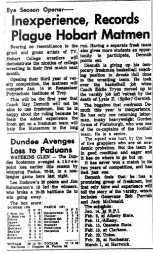 Inexperience, Records Plague Hobart Matmen