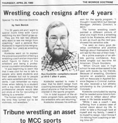 Wrestling coach resigns after 4 years