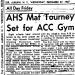 Auburn High School Mat Tourney Set for ACC Gym