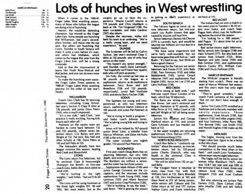 Lots of hunches in West wrestling