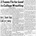 3 Teams Tie for Lead In College Wrestling
