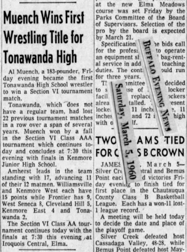 Muench Wins First Wrestling Title for Tonwanda High