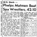 Phelps Matmen Beat Spa Wrestlers, 42-10