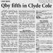 Qby fifth in Clyde Cole