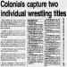 Colonials capture two individual wrestling titles