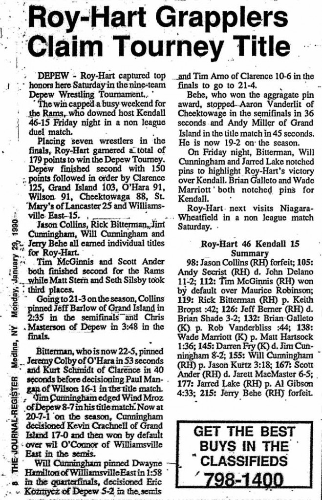 Roy-Hart 46, Kendall 15 Roy-Hart 46, Kendall 15