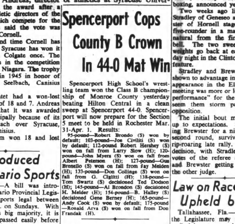 Spencerport Cops County B Crown