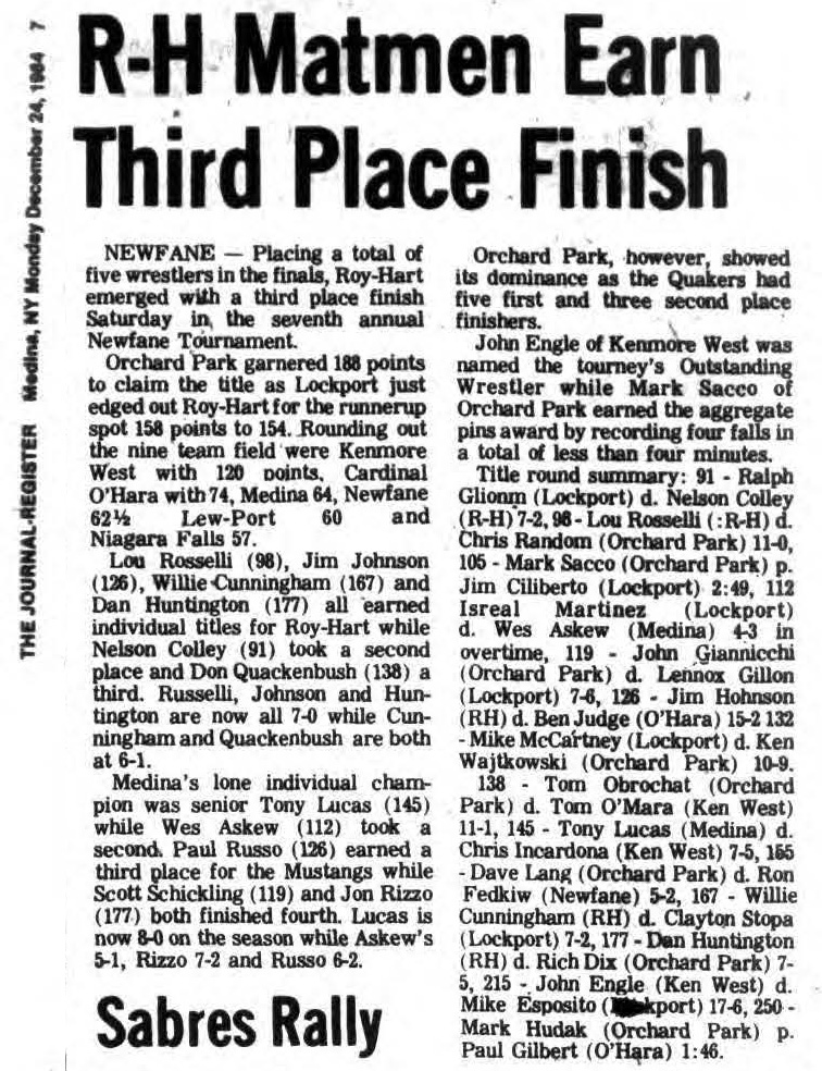 R-H Matmen Earn Third Place Finish