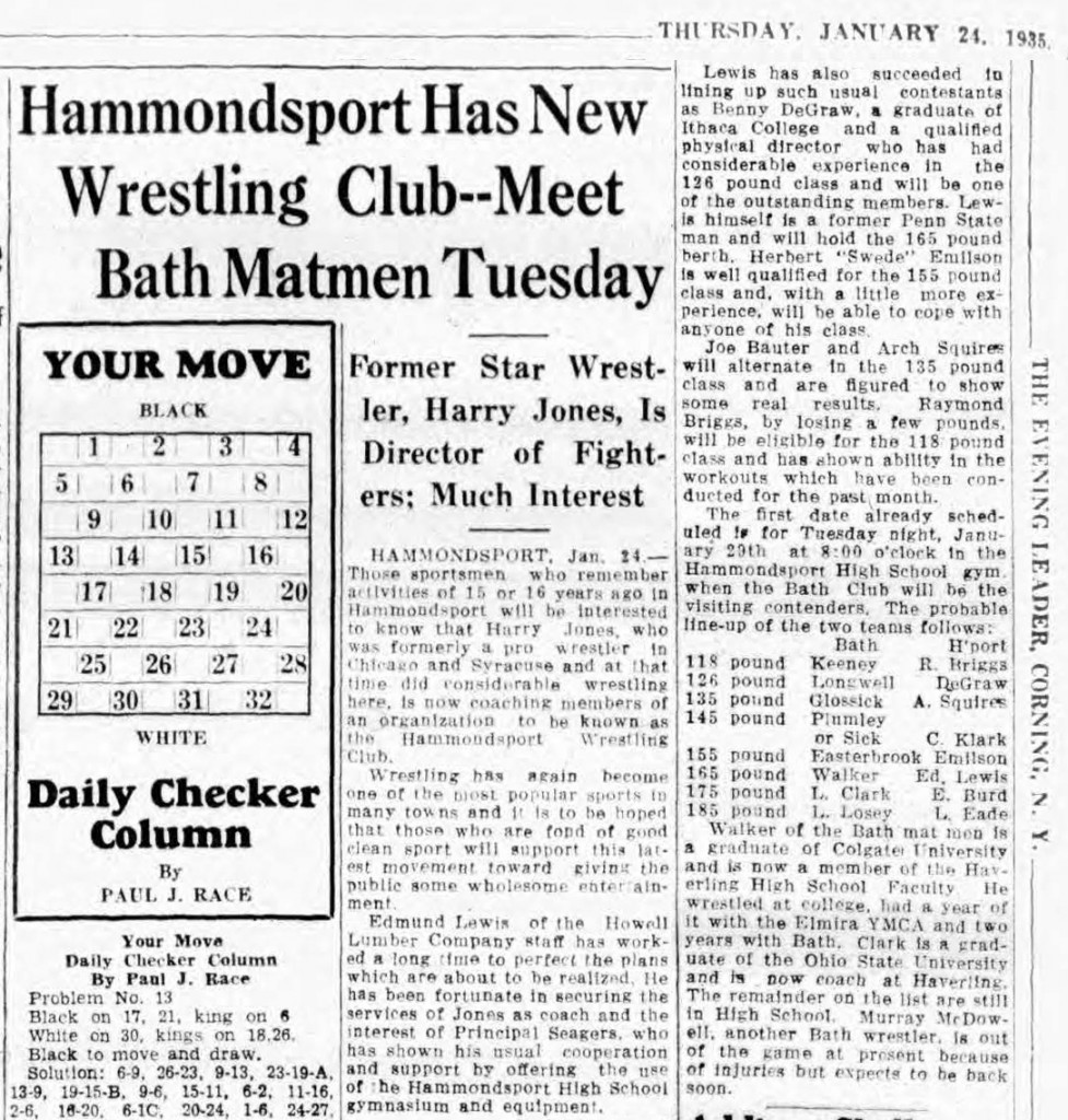 Hammondsport Has New Wrestling Club