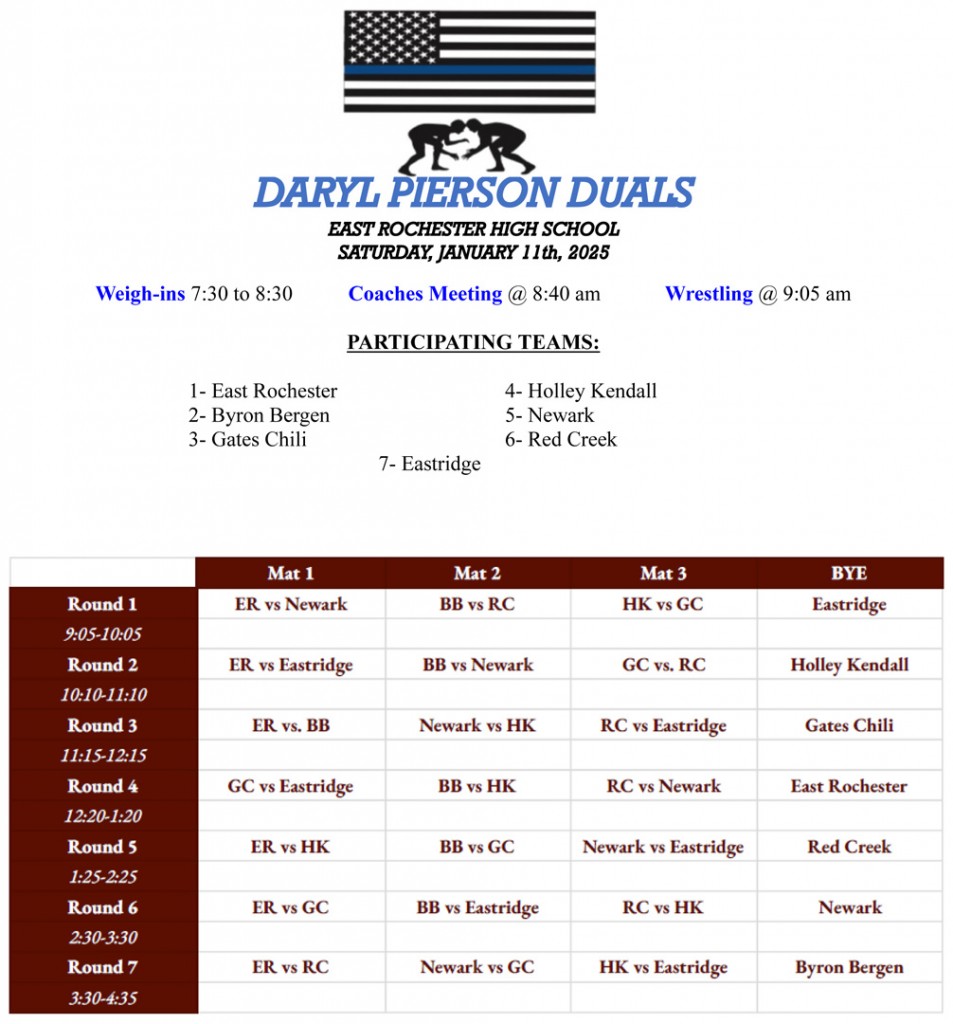 Daryl Pierson Duals SCHEDULE