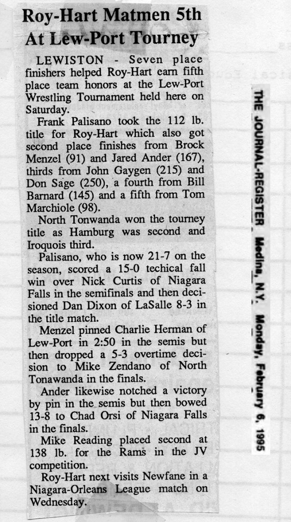 Roy-Hart Matmen 5th at Lew-Port Tourney