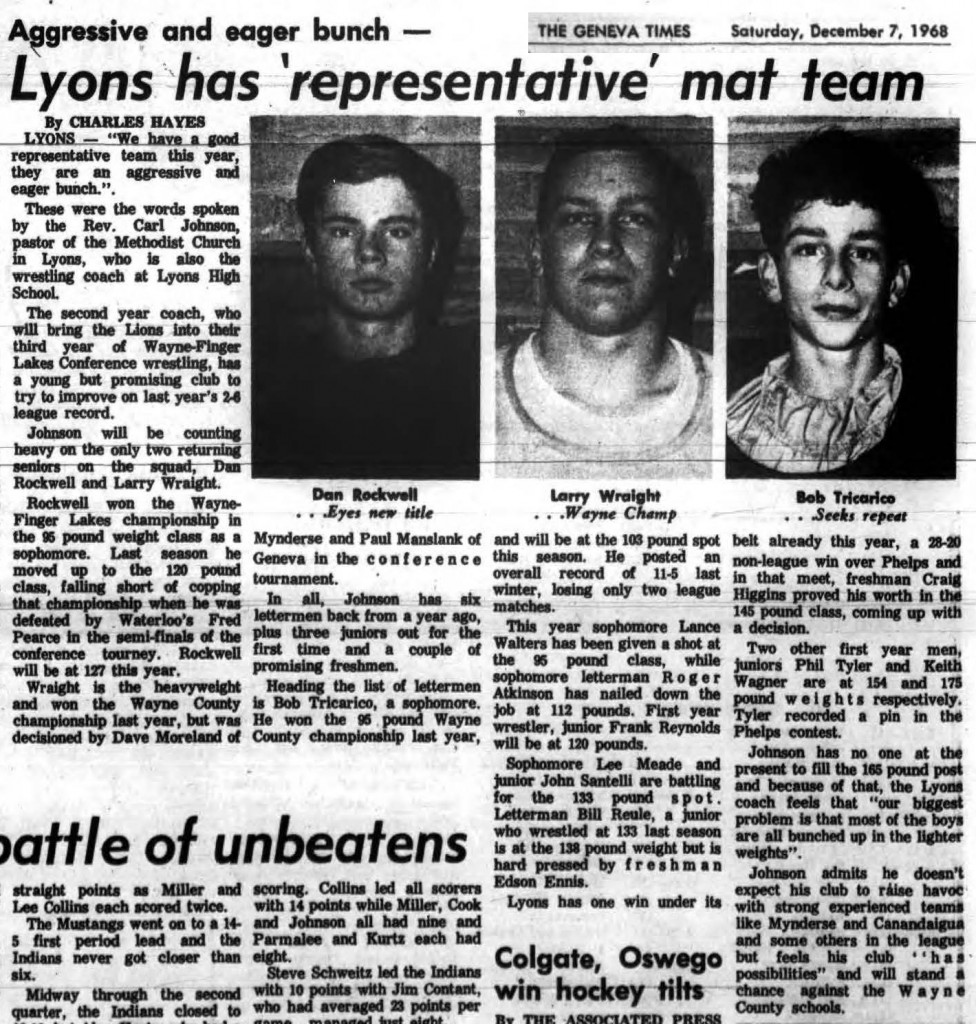 Lyons has representative mat team