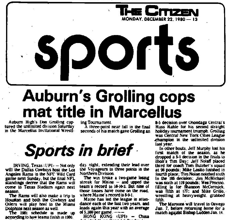 Auburn's Grolling cops mat title in Marcellus