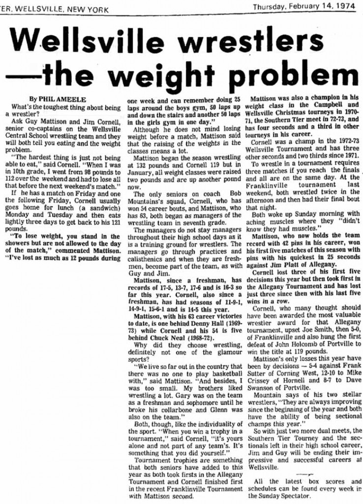 Wellsville wrestlers - the weight problem